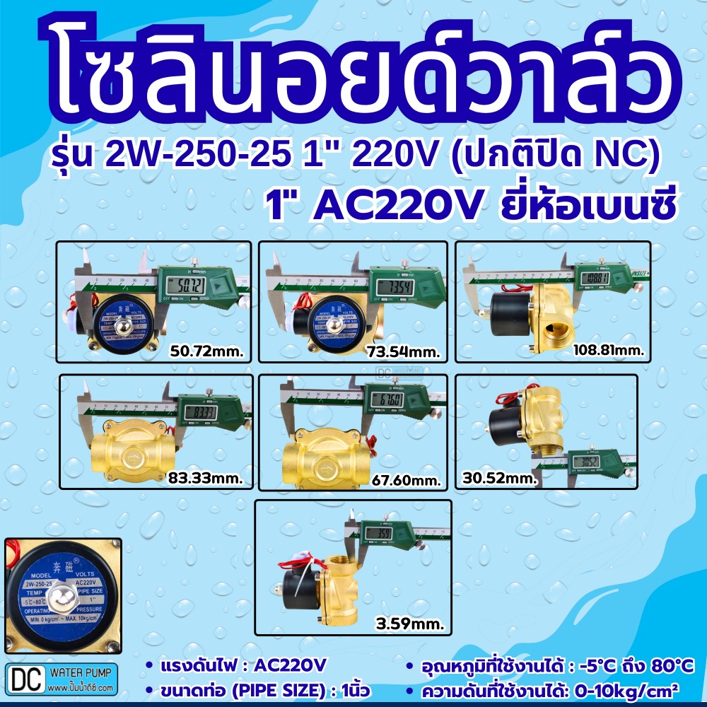 โซลินอยด์วาล์ว 220V รุ่น 2w-250-25 ( 1”) ยี่ห้อเบนซี